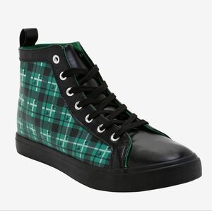 Harry Potter Men's Slytherin Plaid Hi-Top Sneakers Rare